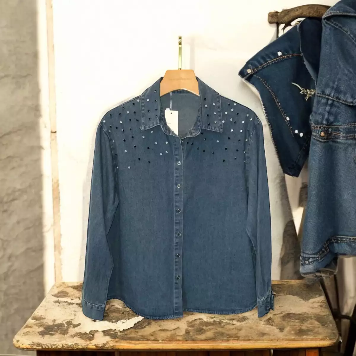 Chemise en Jean avec Strass