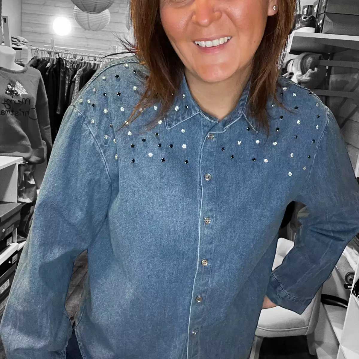 Chemise en Jean avec Strass