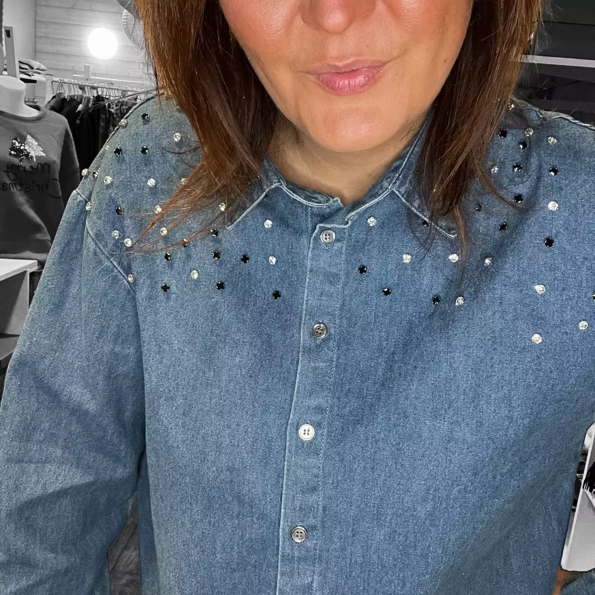 Chemise en Jean avec Strass