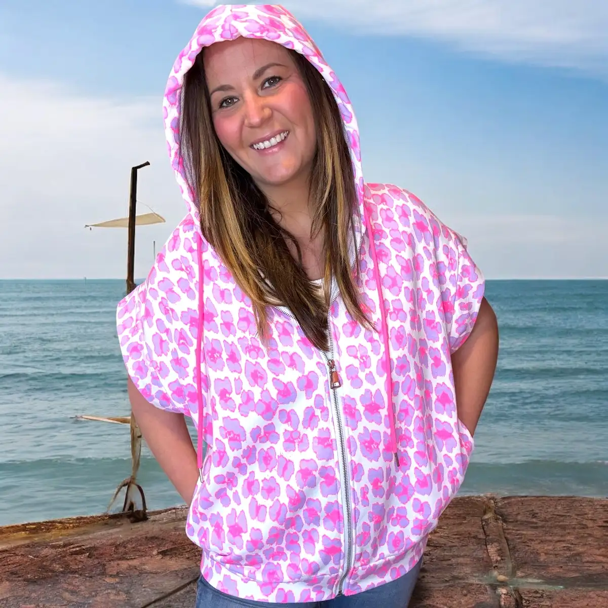 Sweat veste à capuche LÉO Lilas