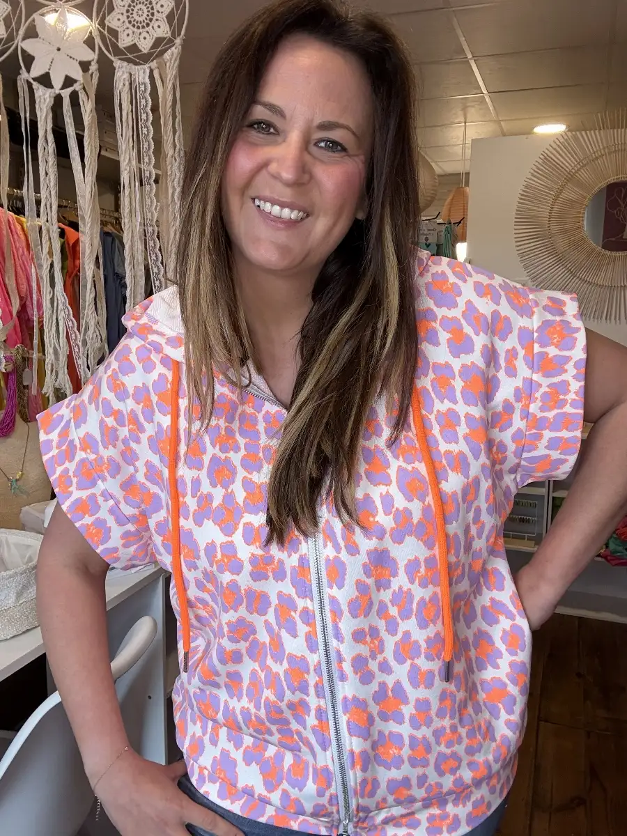 Sweat veste à capuche LÉO orange