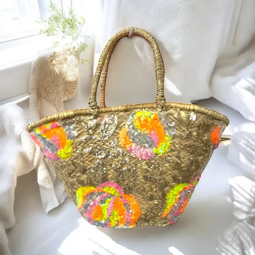 Panier sequins fluo