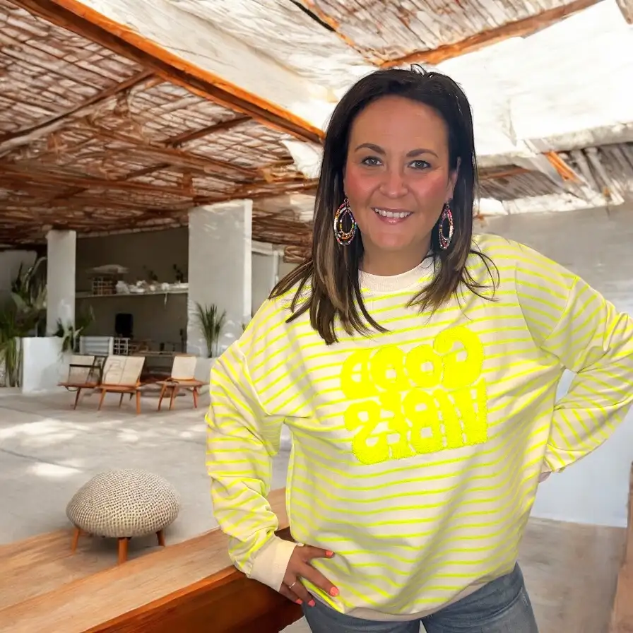 Sweat GOOD VIBES jaune fluo