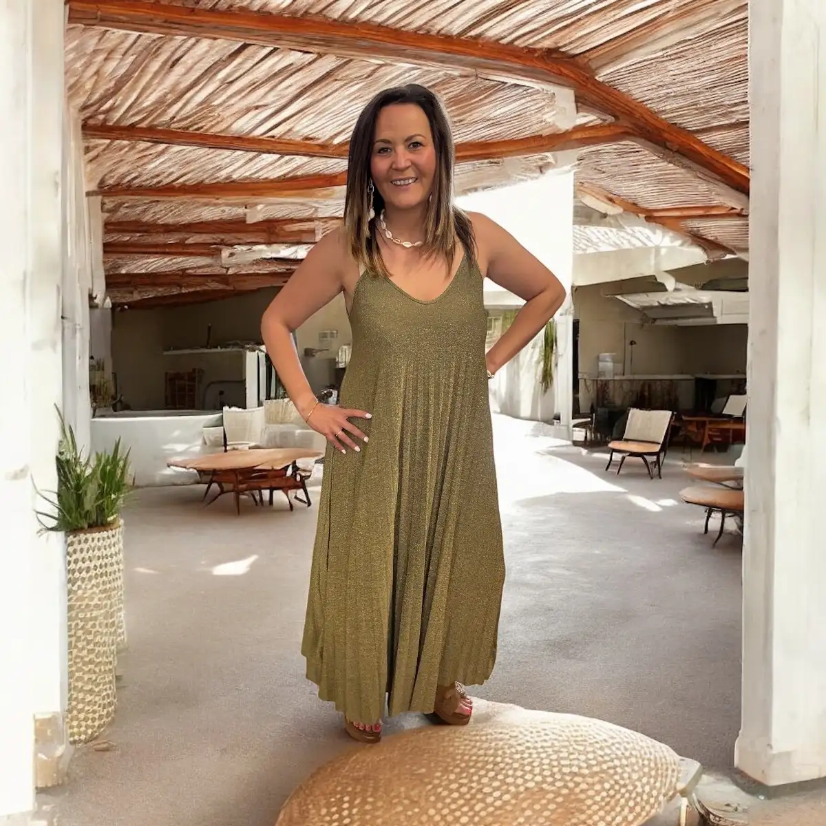Robe Pailletée Victoria Kaki