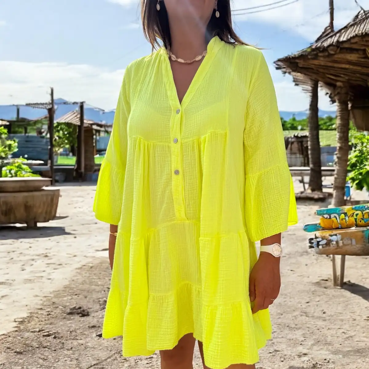 Robe Port Grimaud - Jaune Fluo