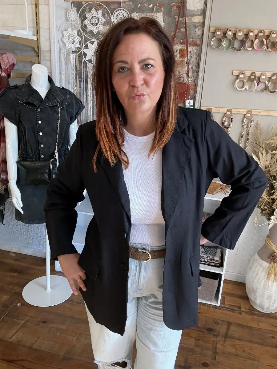 Blazer oversize en lin Noir #630