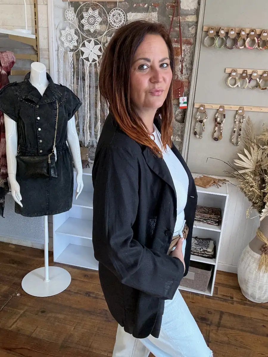 Blazer oversize en lin Noir #630