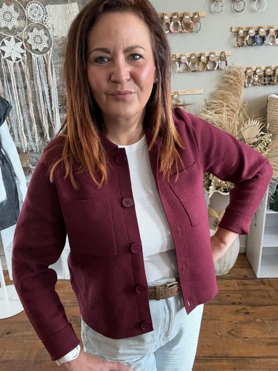 Veste en maille Bordeaux #656