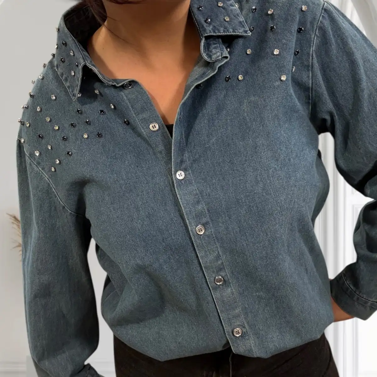 Chemise en Jean avec Strass
