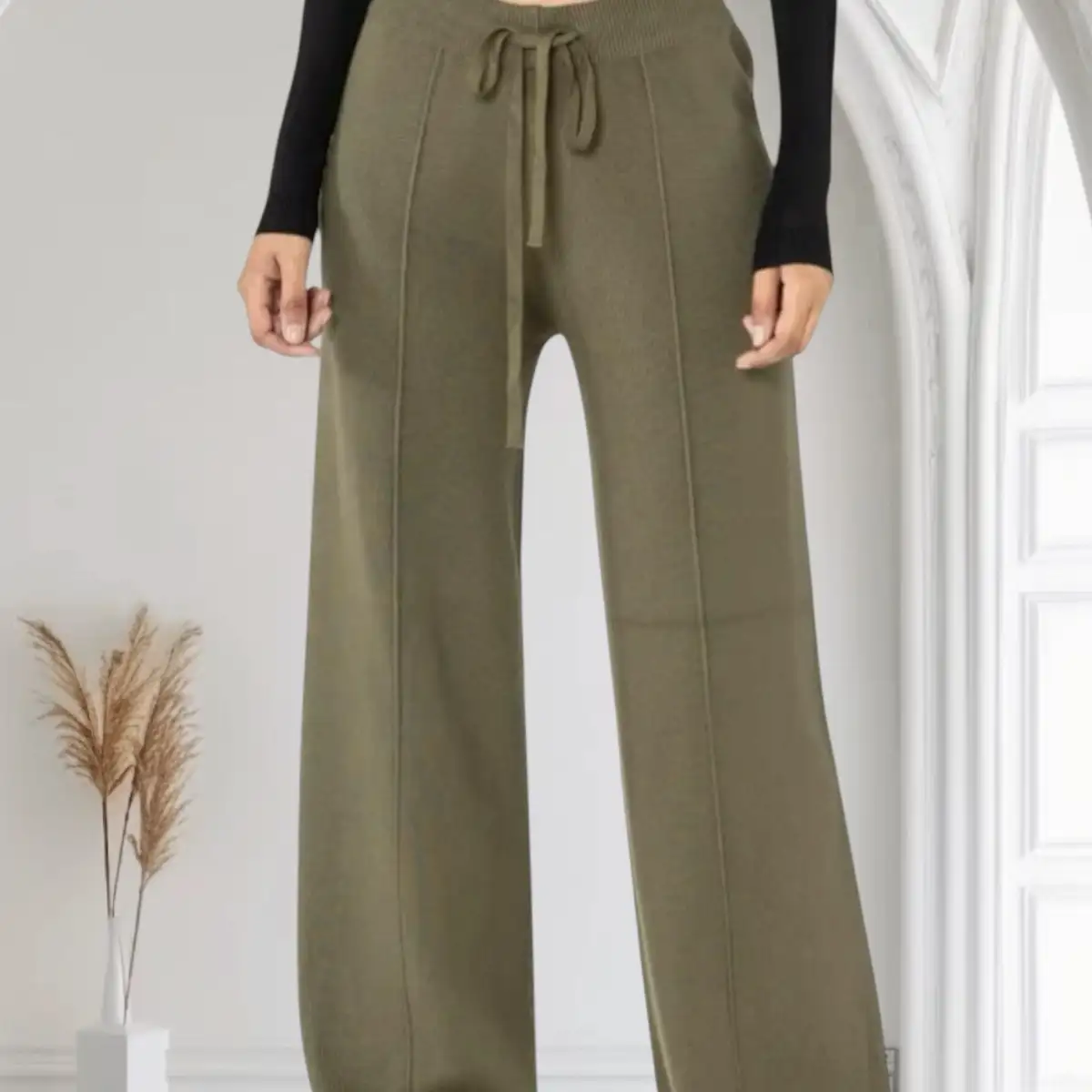 Pantalon Flare en Maille #740 kaki