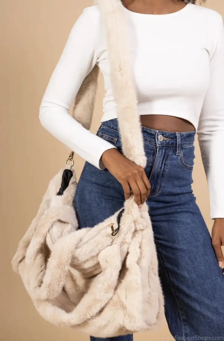 Sac oversize fourrure Beige