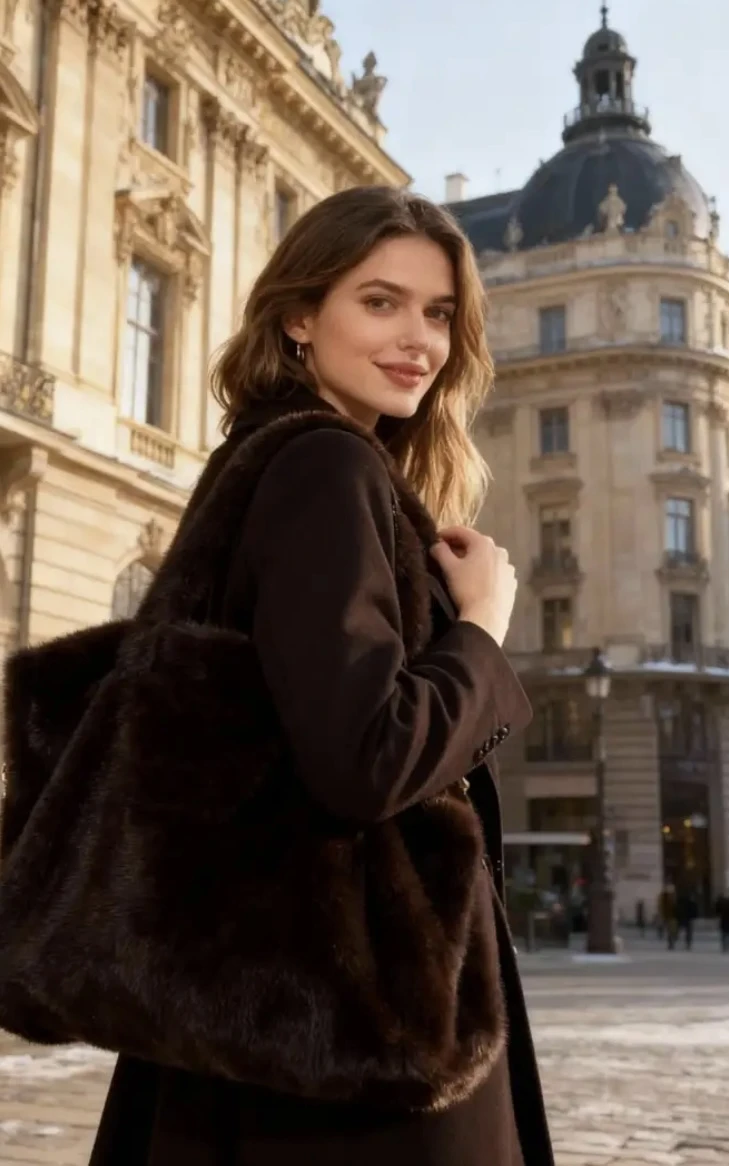 Sac oversize fourrure Chocolat