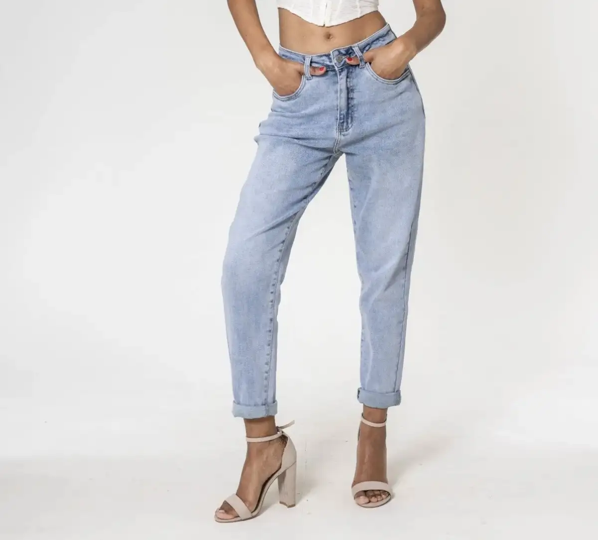 Jean Mom #833 bleu clair