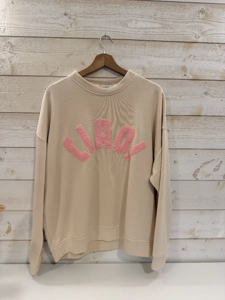 Sweat CIAO ! #798 beige et rose bébé