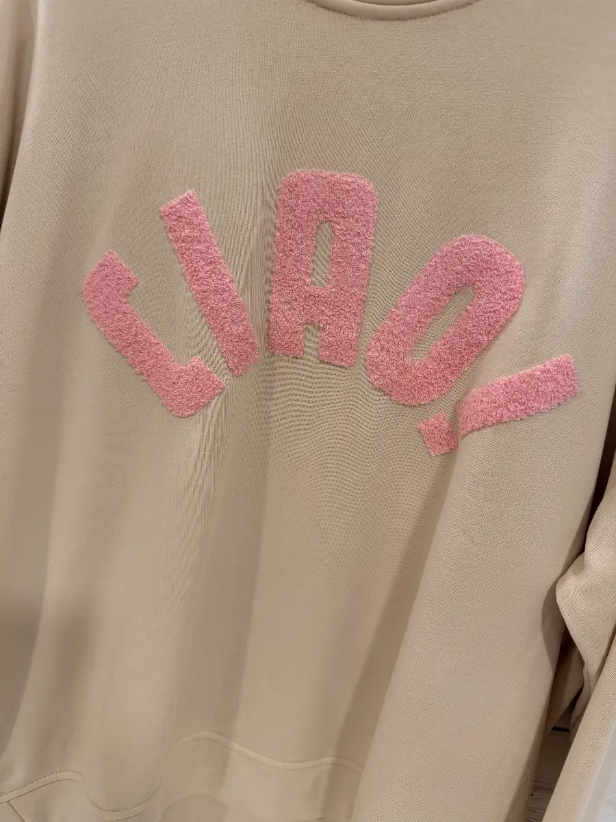 Sweat CIAO ! #798 beige et rose bébé