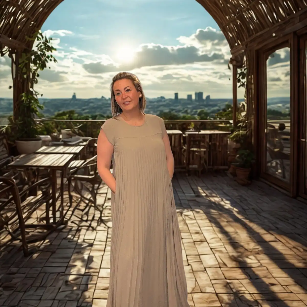 #933 robe Carla Taupe