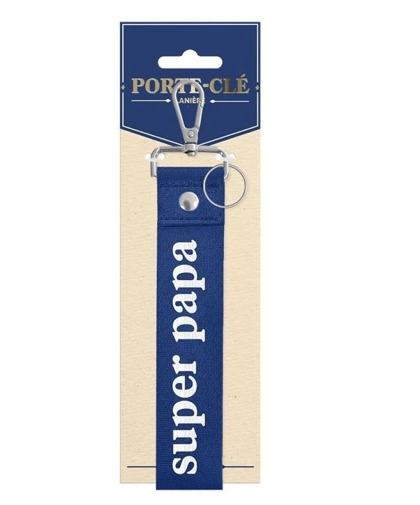 Porte clé ruban "Super Papa"