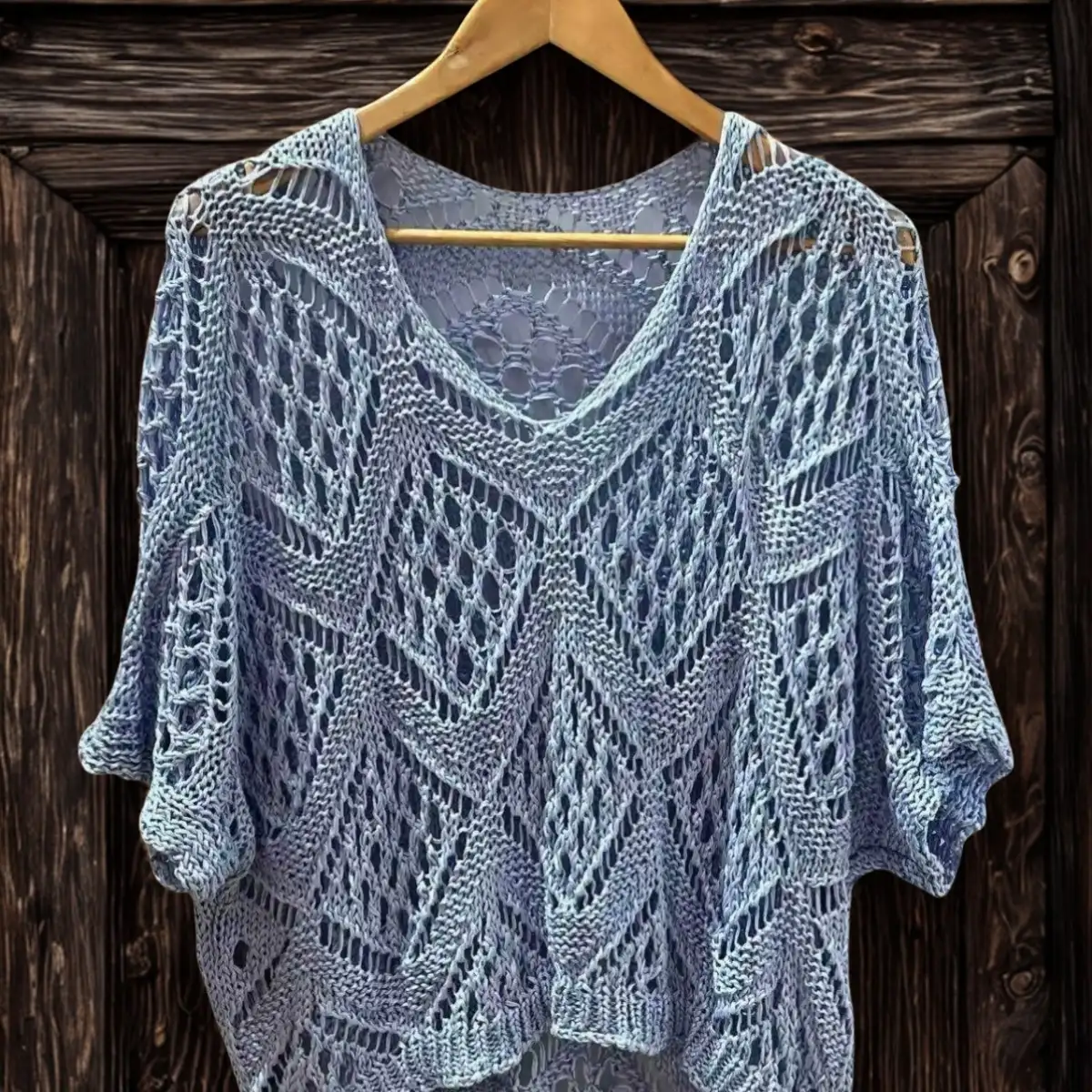 #962 Top Crochet Bleu Ciel