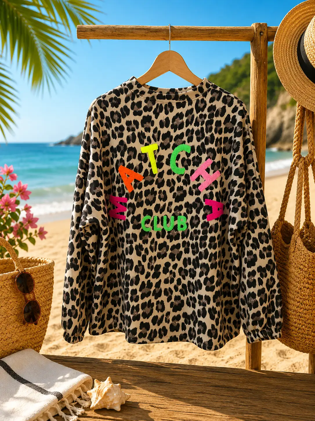 #877 Sweat MATCHA léopard