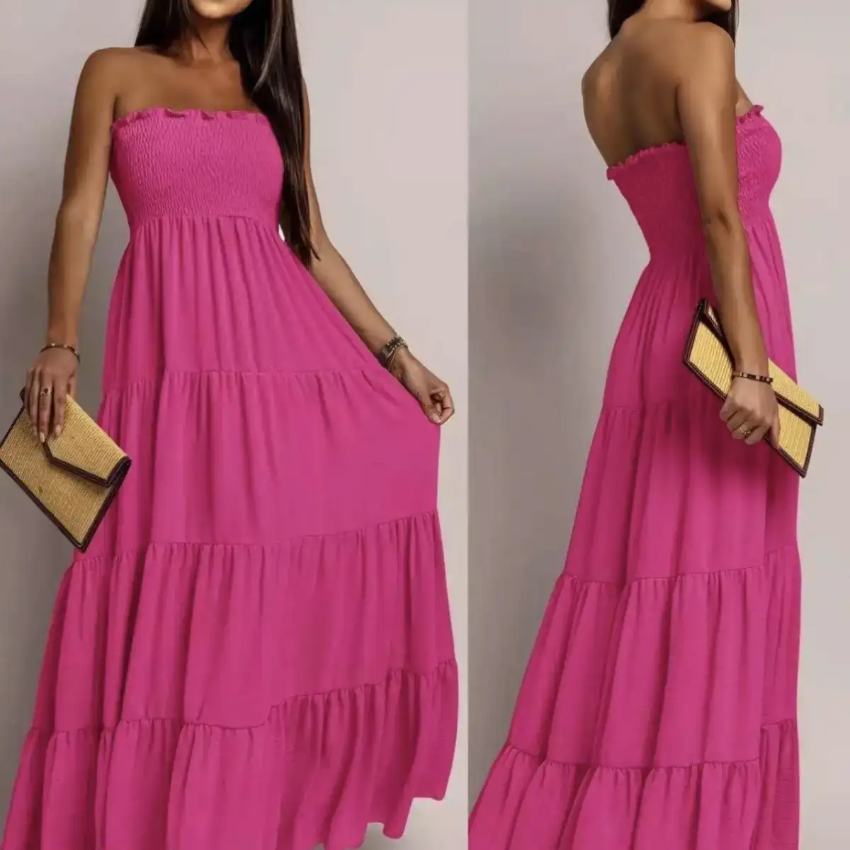 #037 robe Bustier Caroline (Fuchsia)