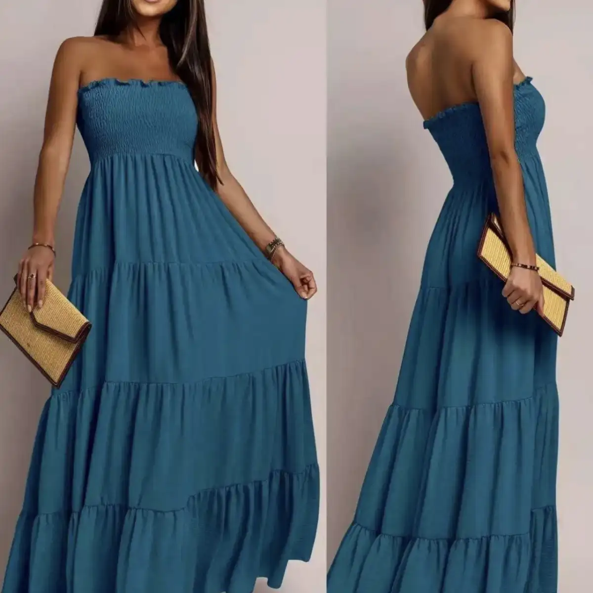 #037 robe Bustier Caroline (bleu canard)