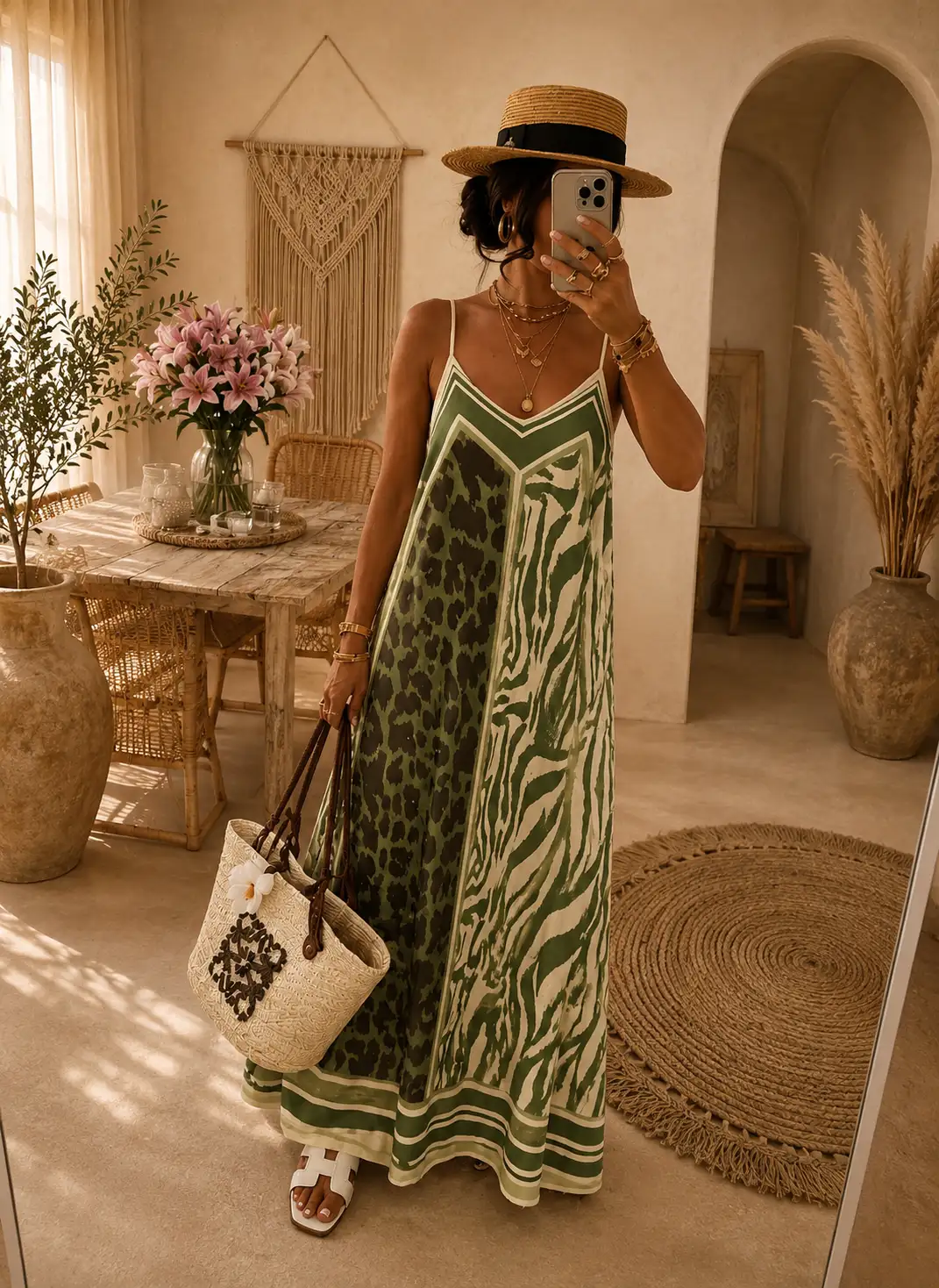 #039 robe motif animal Vert