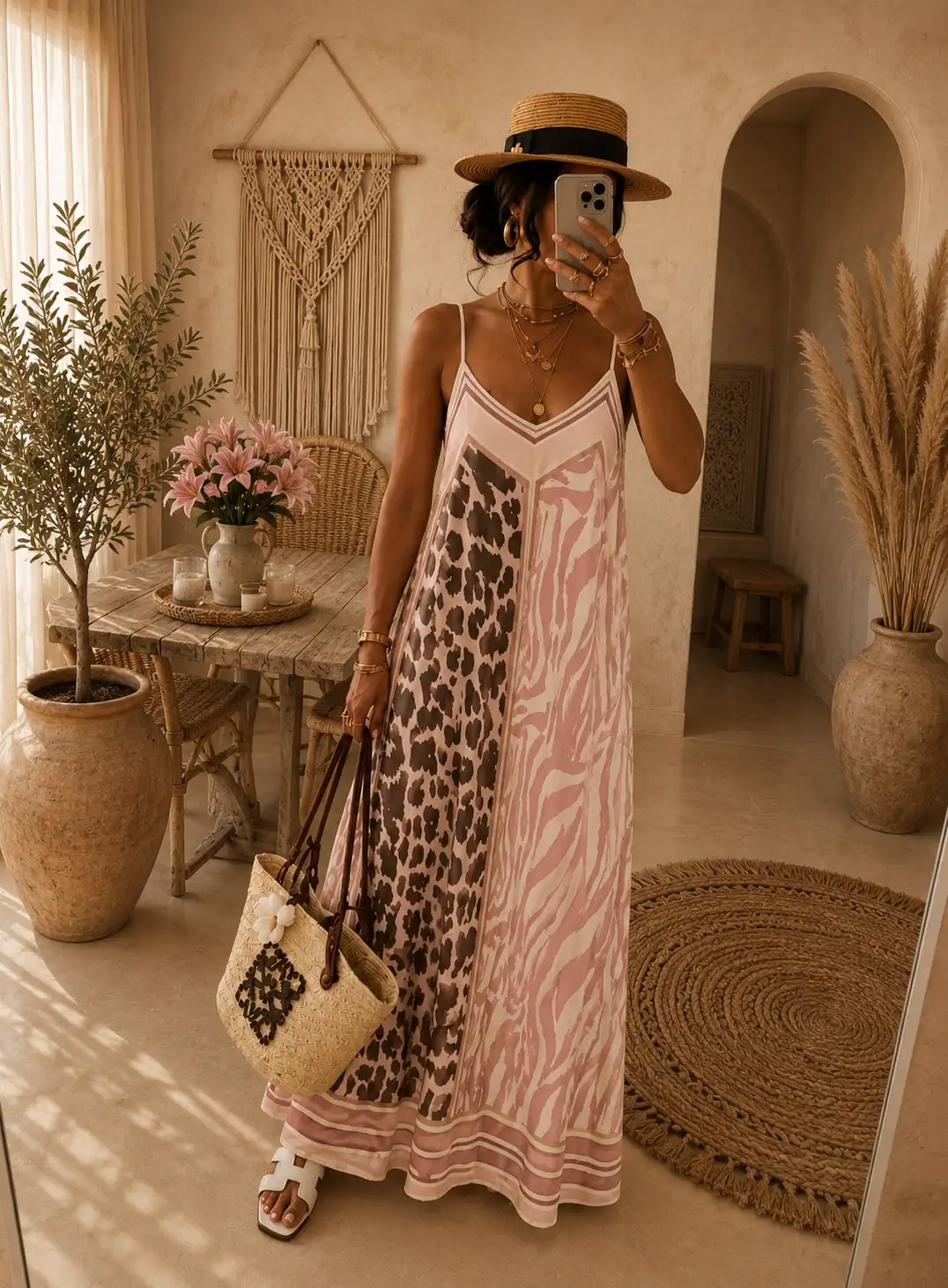 #039 robe motif animal Blush
